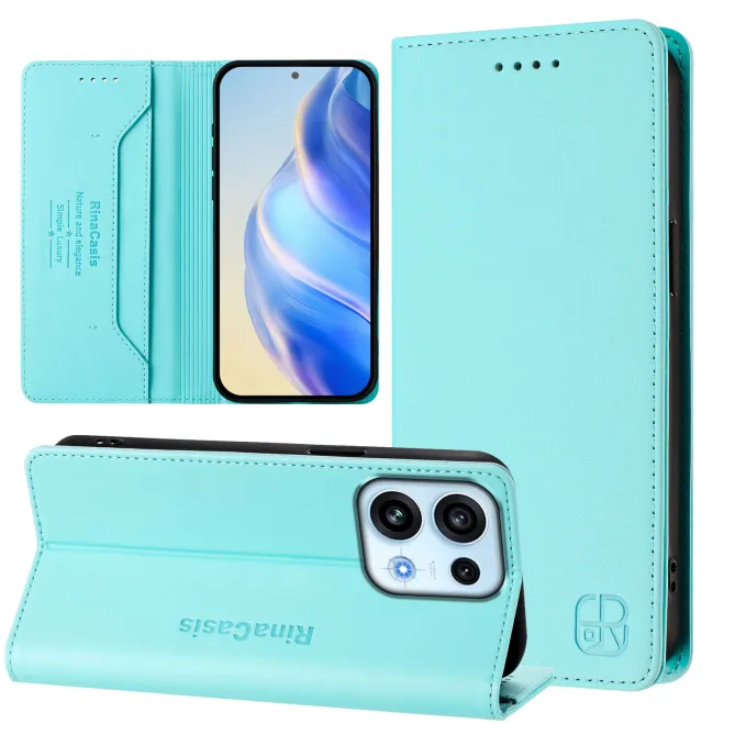Housse OPPO Reno16 F/FS Fine à Fermeture Aimantée Anti-RFID Cyan - photo 39