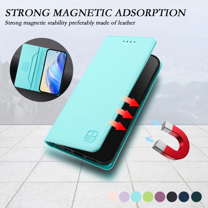 Housse OPPO Reno16 F/FS Fine à Fermeture Aimantée Anti-RFID Cyan - photo 44