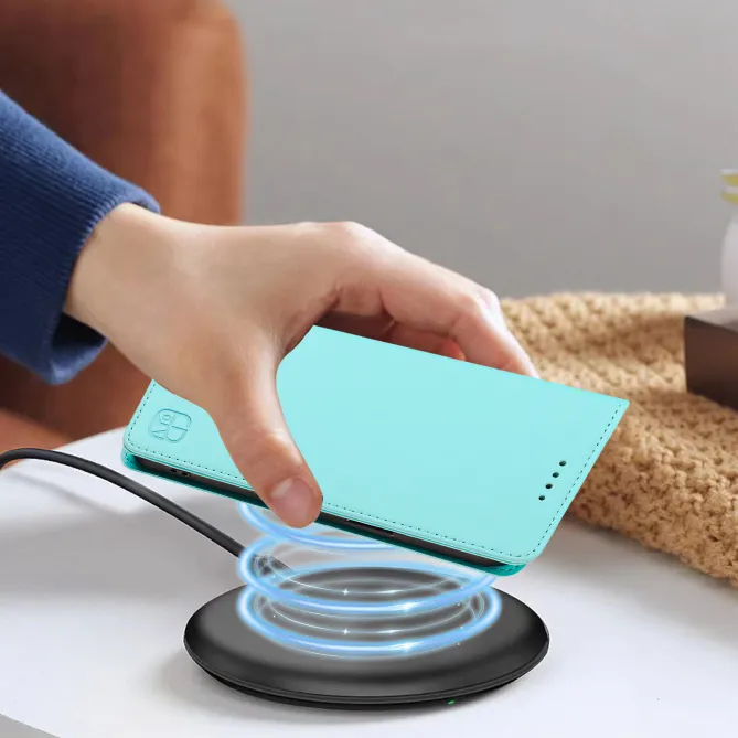 Housse OPPO Reno16 F/FS Fine à Fermeture Aimantée Anti-RFID Cyan - photo 46