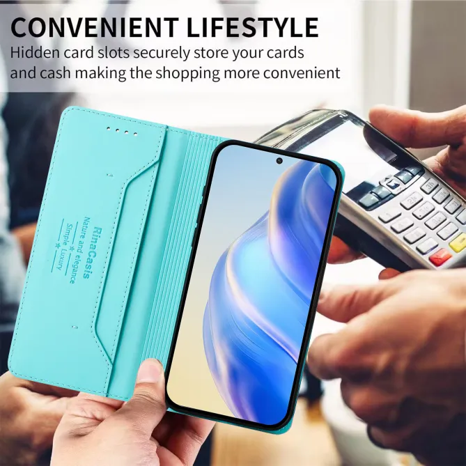 Housse OPPO Reno16 F/FS Fine à Fermeture Aimantée Anti-RFID Cyan - photo 48
