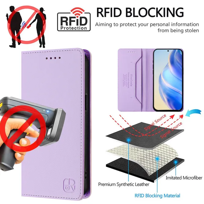 Housse OPPO Reno16 F/FS Fine à Fermeture Aimantée Anti-RFID Violet clair - photo 59