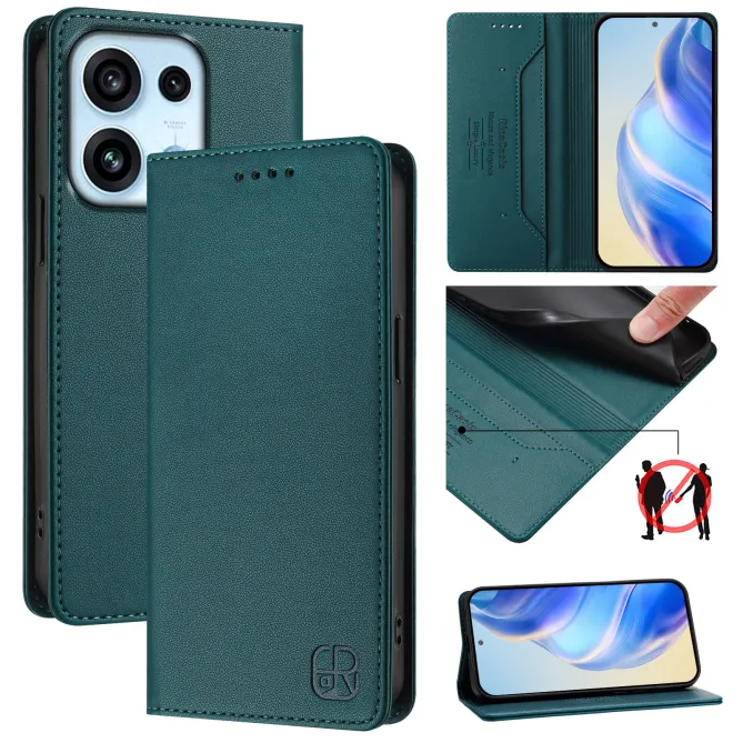 Housse OPPO Reno16 F/FS Fine à Fermeture Aimantée Anti-RFID Bleu Paon - photo 74
