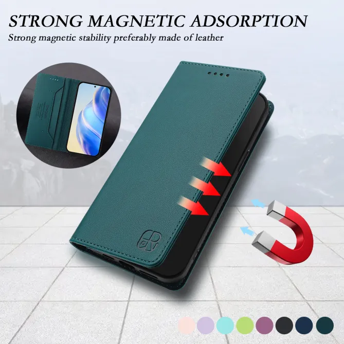 Housse OPPO Reno16 F/FS Fine à Fermeture Aimantée Anti-RFID Bleu Paon - photo 80