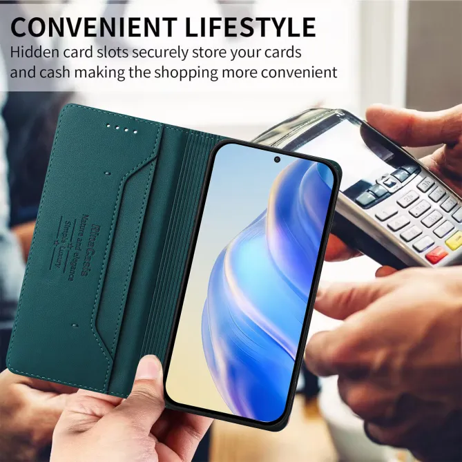 Housse OPPO Reno16 F/FS Fine à Fermeture Aimantée Anti-RFID Bleu Paon - photo 84