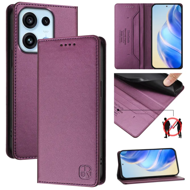 Housse OPPO Reno16 F/FS Fine à Fermeture Aimantée Anti-RFID Vin Rouge - photo 86
