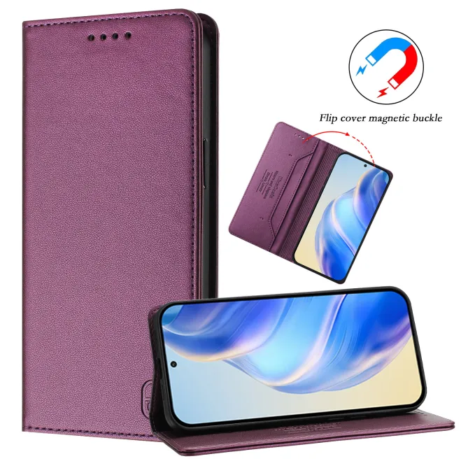 Housse OPPO Reno16 F/FS Fine à Fermeture Aimantée Anti-RFID Vin Rouge - photo 90
