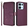 Housse pour OPPO Reno16 F/FS à Papillons Embossés et Poche Zippée Vin Rouge - photo 2