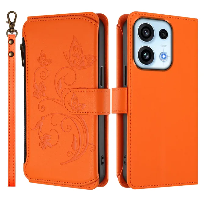 Housse pour OPPO Reno16 F/FS à Papillons Embossés et Poche Zippée Orange - photo 22