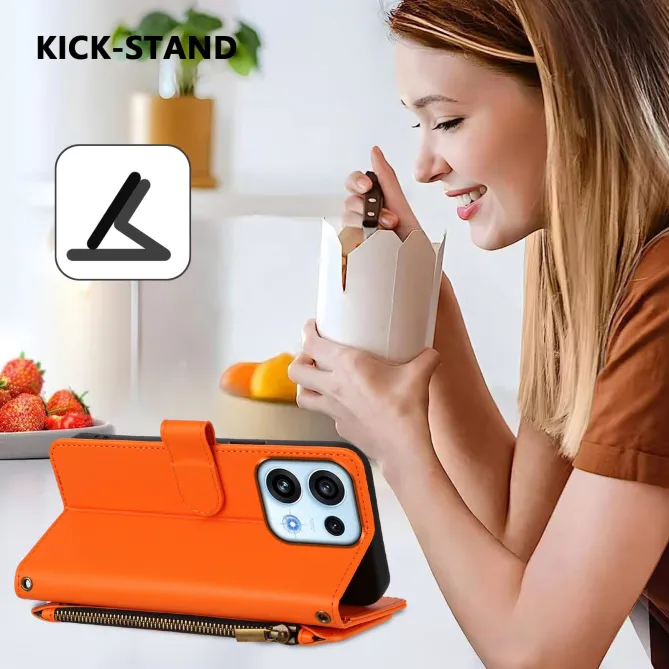 Housse pour OPPO Reno16 F/FS à Papillons Embossés et Poche Zippée Orange - photo 23