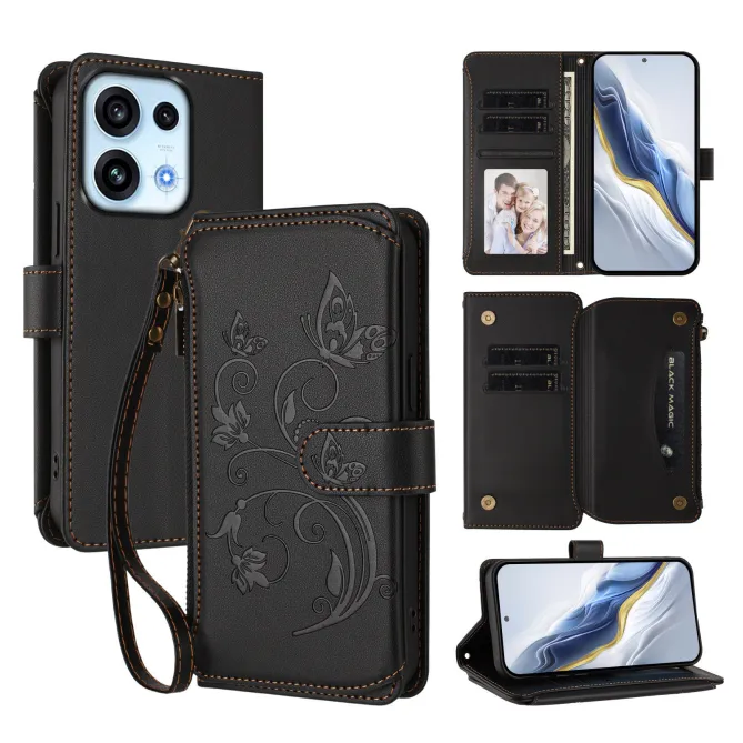 Housse pour OPPO Reno16 F/FS à Papillons Embossés et Poche Zippée Noir - photo 41