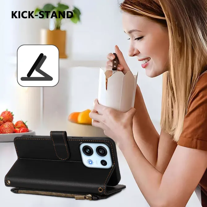 Housse pour OPPO Reno16 F/FS à Papillons Embossés et Poche Zippée Noir - photo 43