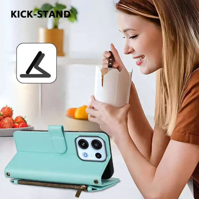 Housse pour OPPO Reno16 F/FS à Papillons Embossés et Poche Zippée Cyan - photo 53