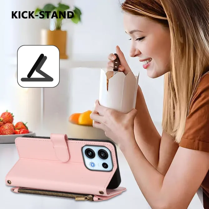 Housse pour OPPO Reno16 F/FS à Papillons Embossés et Poche Zippée Rose - photo 63