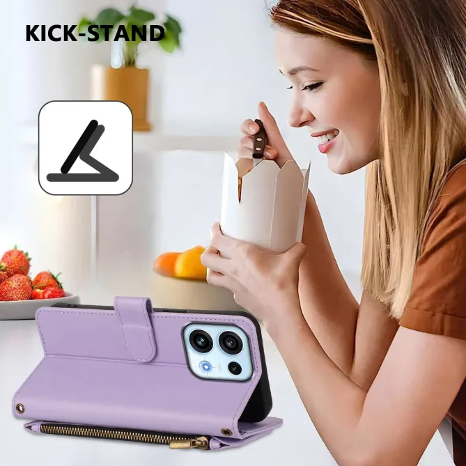 Housse pour OPPO Reno16 F/FS à Papillons Embossés et Poche Zippée Violet clair - photo 73