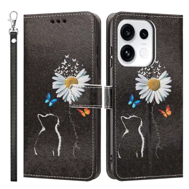 Housse pour OPPO Reno16 F/FS Chat et Marguerite en Papillons