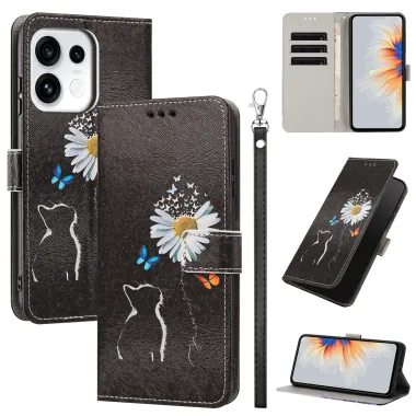 Housse pour OPPO Reno16 F/FS Chat et Marguerite en Papillons - photo 2