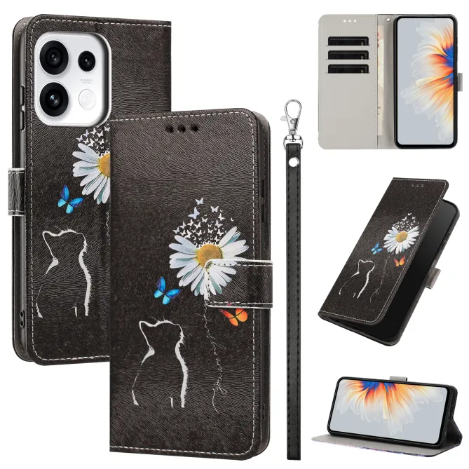 Housse pour OPPO Reno16 F/FS Chat et Marguerite en Papillons - photo 2