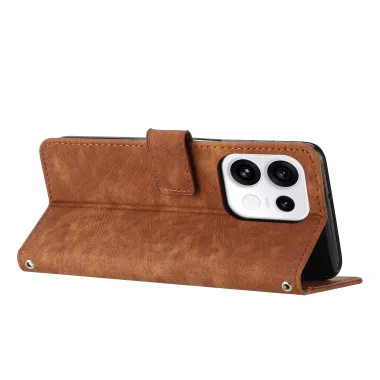 Housse pour OPPO Reno16 F/FS Suédée à Lignes Gravées Marron - photo 2