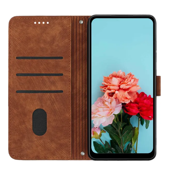 Housse pour OPPO Reno16 F/FS Suédée à Lignes Gravées Marron - photo 9