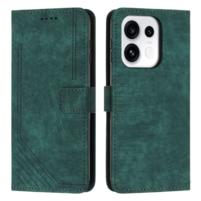 Housse pour OPPO Reno16 F/FS Suédée à Lignes Gravées Vert - photo 23