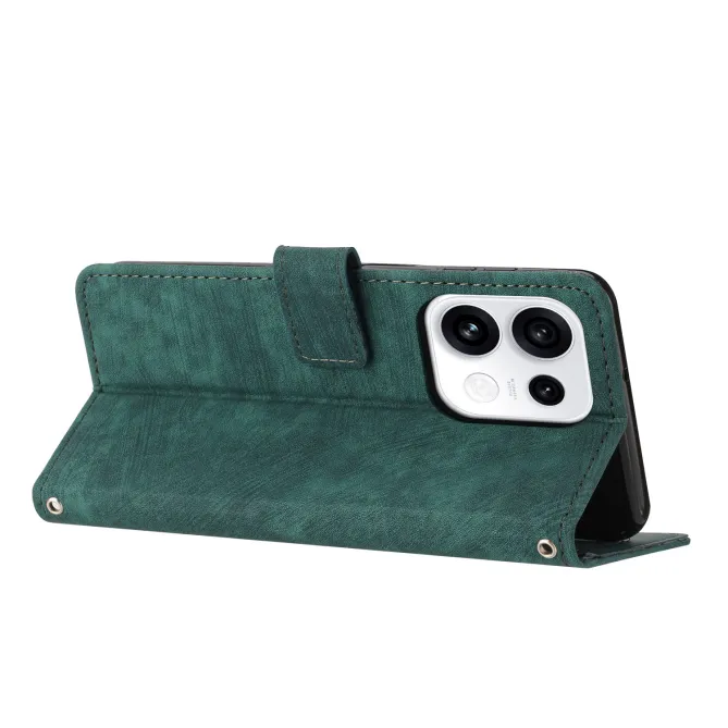 Housse pour OPPO Reno16 F/FS Suédée à Lignes Gravées Vert - photo 24