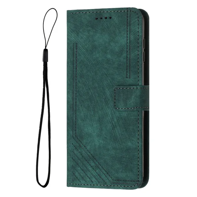 Housse pour OPPO Reno16 F/FS Suédée à Lignes Gravées Vert - photo 25