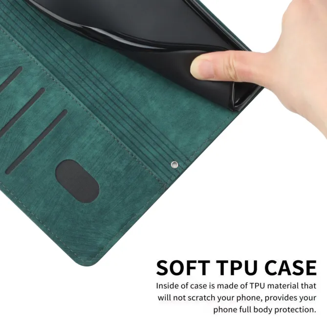 Housse pour OPPO Reno16 F/FS Suédée à Lignes Gravées Vert - photo 26