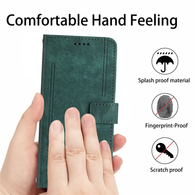 Housse pour OPPO Reno16 F/FS Suédée à Lignes Gravées Vert - photo 30
