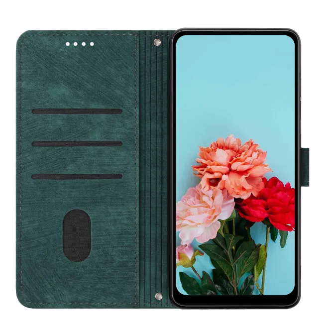 Housse pour OPPO Reno16 F/FS Suédée à Lignes Gravées Vert - photo 31