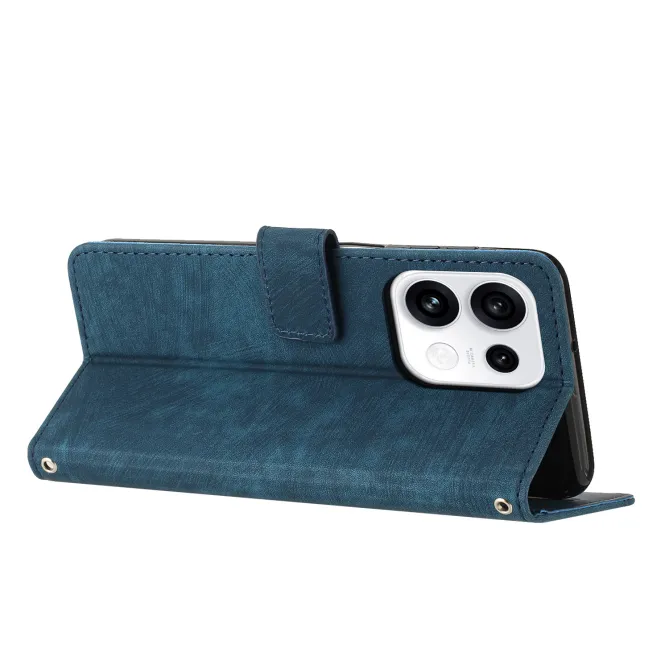 Housse pour OPPO Reno16 F/FS Suédée à Lignes Gravées Bleu Foncé - photo 35