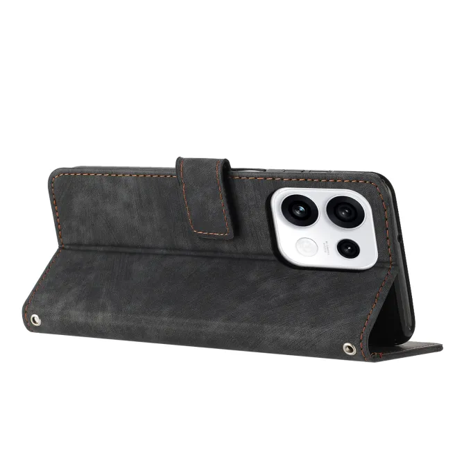 Housse pour OPPO Reno16 F/FS Suédée à Lignes Gravées Noir - photo 46