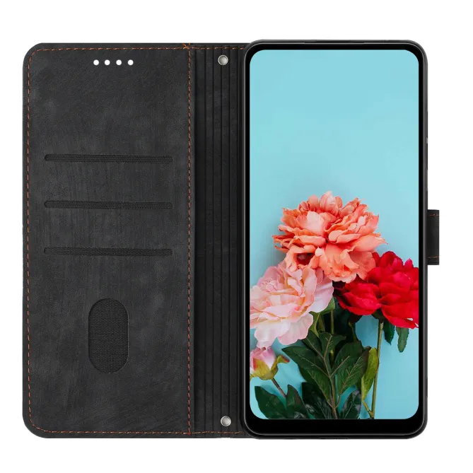 Housse pour OPPO Reno16 F/FS Suédée à Lignes Gravées Noir - photo 53