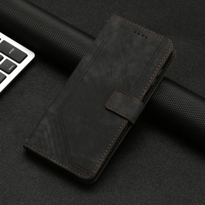 Housse pour OPPO Reno16 F/FS Suédée à Lignes Gravées Noir - photo 55