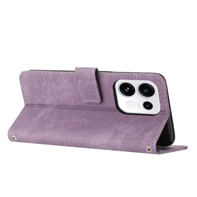 Housse pour OPPO Reno16 F/FS Suédée à Lignes Gravées Violet clair - photo 57