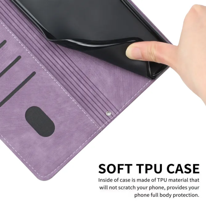 Housse pour OPPO Reno16 F/FS Suédée à Lignes Gravées Violet clair - photo 59