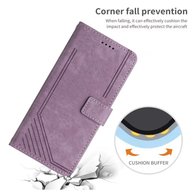 Housse pour OPPO Reno16 F/FS Suédée à Lignes Gravées Violet clair - photo 60