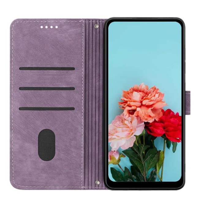 Housse pour OPPO Reno16 F/FS Suédée à Lignes Gravées Violet clair - photo 64