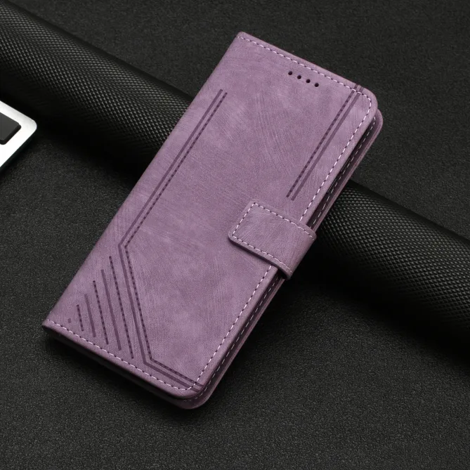 Housse pour OPPO Reno16 F/FS Suédée à Lignes Gravées Violet clair - photo 66