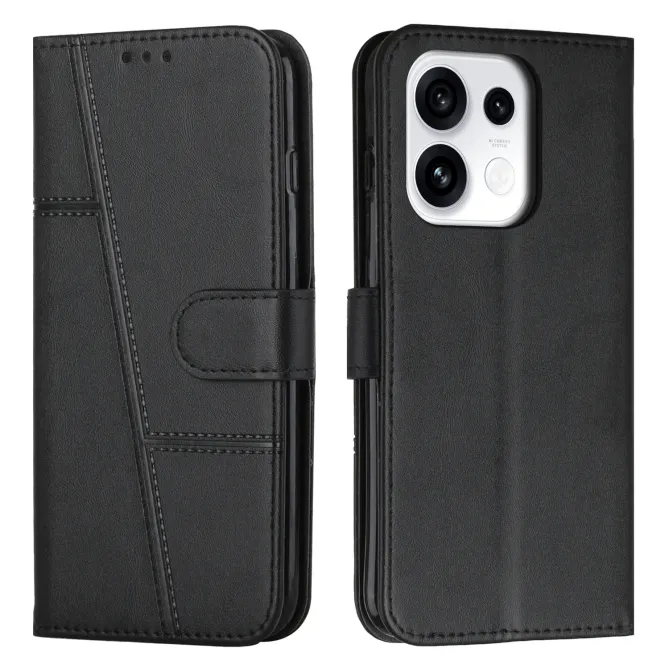 Housse pour OPPO Reno16 F/FS à Effet Surpiqûres Noir