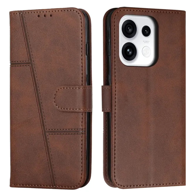 Housse pour OPPO Reno16 F/FS à Effet Surpiqûres Marron - photo 11