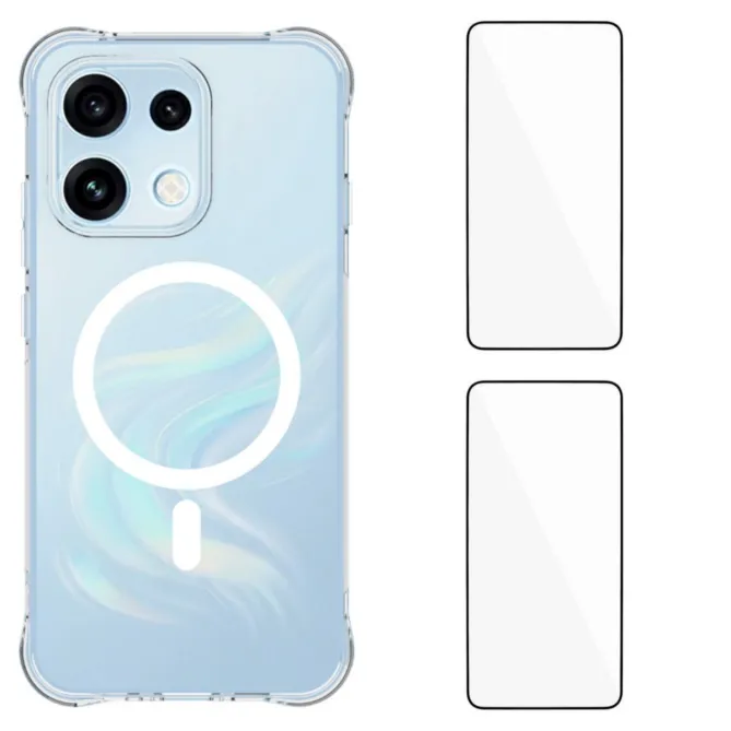 Pack Oppo Reno 16 F / 16 FS coque transparente magnétique et 2 verres trempés