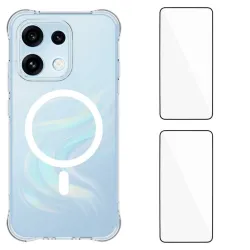 Pack Oppo Reno 16 F / 16 FS coque transparente magnétique et 2 verres trempés