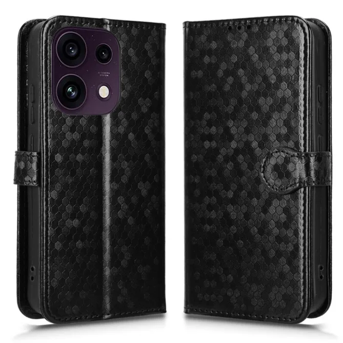 Housse Oppo Reno 16 F / 16 FS à rabat design nid d'abeille Noir