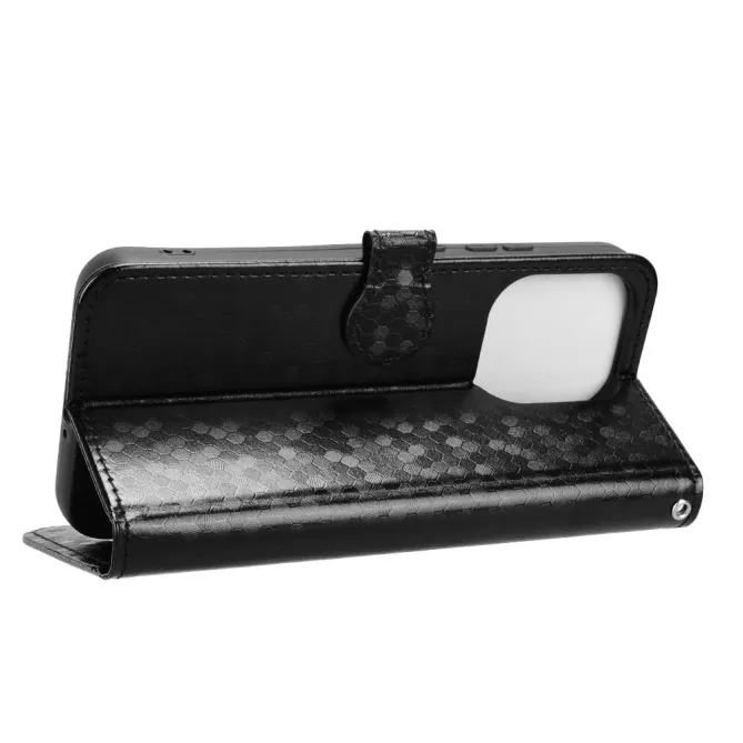 Housse Oppo Reno 16 F / 16 FS à rabat design nid d'abeille Noir - photo 3