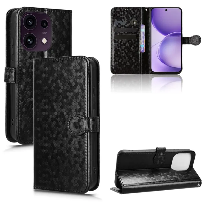 Housse Oppo Reno 16 F / 16 FS à rabat design nid d'abeille Noir - photo 7