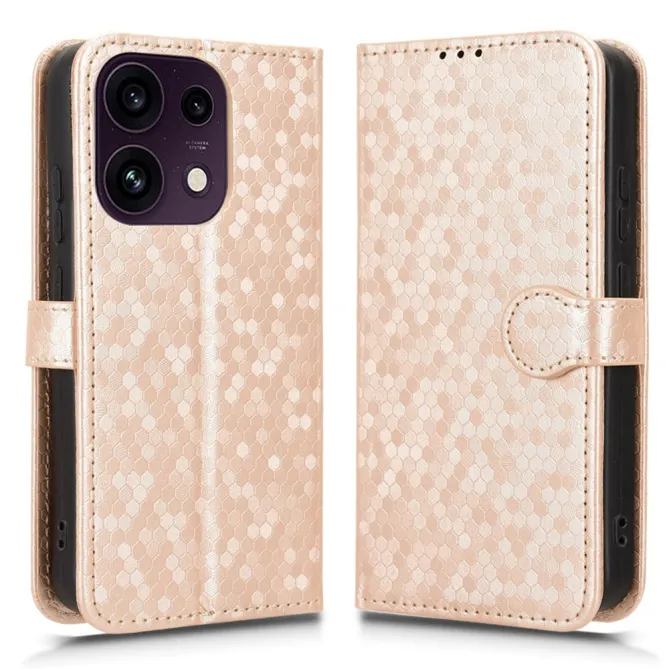 Housse Oppo Reno 16 F / 16 FS à rabat design nid d'abeille Or Rose - photo 8