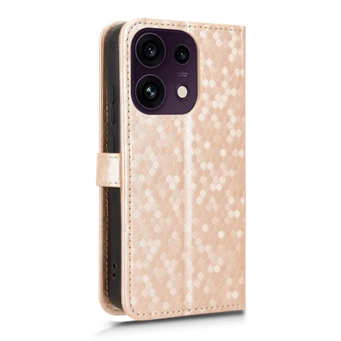 Housse Oppo Reno 16 F / 16 FS à rabat design nid d'abeille Or Rose - photo 13