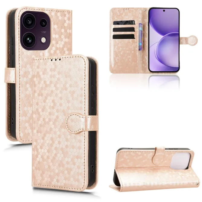 Housse Oppo Reno 16 F / 16 FS à rabat design nid d'abeille Or Rose - photo 14