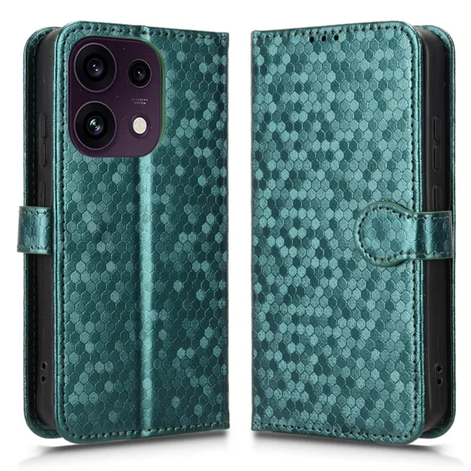 Housse Oppo Reno 16 F / 16 FS à rabat design nid d'abeille Vert foncé - photo 15