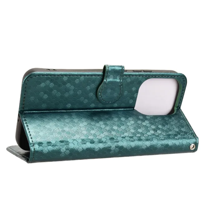 Housse Oppo Reno 16 F / 16 FS à rabat design nid d'abeille Vert foncé - photo 17